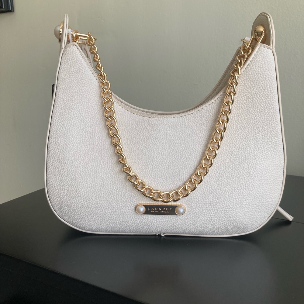 Laundry By Shelli Segal Ivory Chain Shoulder Crossbody Bag NWT